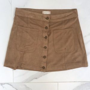 Brown soft button detail skirt